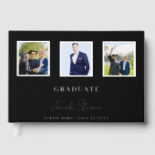 Zwart zilveren naam script foto Afstuderen Gastenboek (Voorkant)