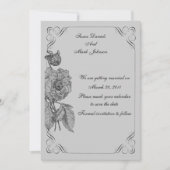 Zwart Zilveren Pioen Bloemen Bruiloft Save The Dat Kaart (Voorkant)