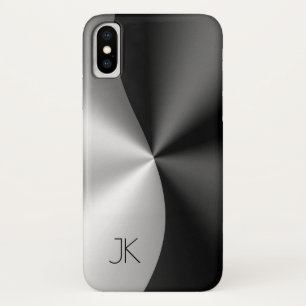 Zwart & Zilveren Roestvrij staal Metallic Achtergr iPhone X Hoesje