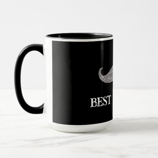 Zwart Zilveren snor Vaderdag Mok (Links)