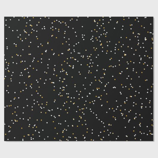 Zwart zilvergoud stippen feestelijke leuke vakanti cadeaupapier (Vlak)