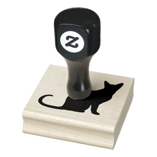 Zwart zittend kat silhouet 	rubberstempel (Stempel)