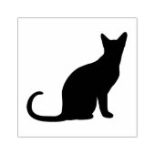 Zwart zittend kat silhouet 	rubberstempel (Afrduk)