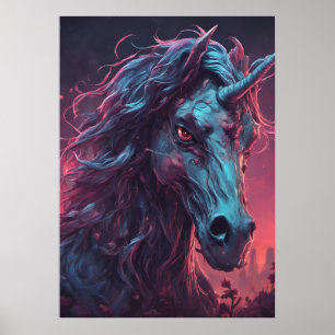 Zwart Zombie Eenhoorn Poster