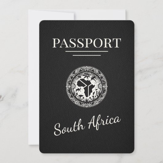 Zwart Zuid-Afrika paspoort Save The Date (Voorkant)