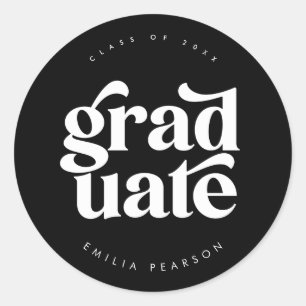 Zwart zwart Afstuderen met oud modern type Ronde Sticker