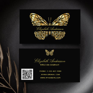 Zwart zwart goud QR-code elegant script Visitekaartje