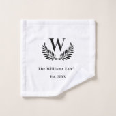 Zwart zwart initiaal klassiek bad handdoek (Wasdoekje)
