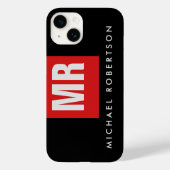 Zwart zwart monogram uniek Case-Mate iPhone case (Achterkant)