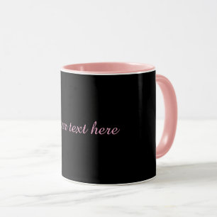 Zwart-zwart, roze trim en tekst, mok