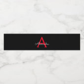 Zwart zwart script meisjesmonogram naam waterfles etiket (Enkel label)