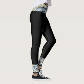 Zwart/Zwart Wit Abstract Taille Enkelrand Leggings (Rechts)