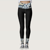Zwart/Zwart Wit Abstract Taille Enkelrand Leggings (Voorkant)