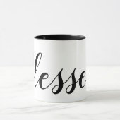 Zwart zwart, wit, modern script Christelijk Mok (Midden)