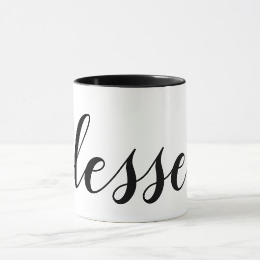 Zwart zwart, wit, modern script Christelijk Mok (Midden)