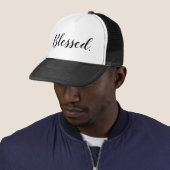 Zwart zwart, wit, modern script Christelijk Trucker Pet (In situ)
