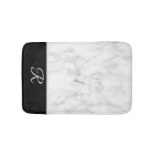 Zwart zwart-wit monogram Initiaal Badmat (Voorkant)