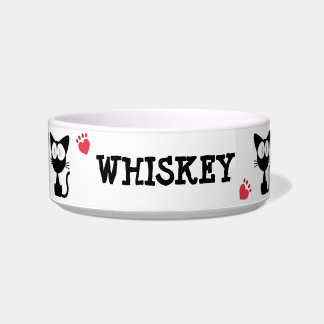 Zwart zwart-wit zwart kat patroon voerbakje