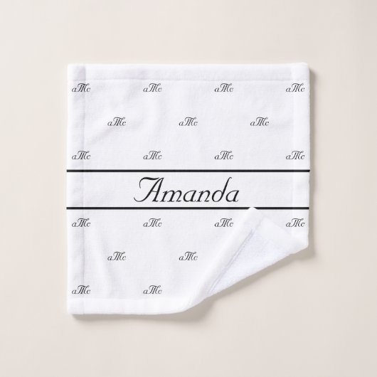 Zwart zwart-witmonogram model naamscript bad handdoek (Wasdoekje)