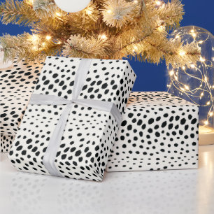 Zwart zwart-witte cheetah pratonmonogram cadeaupapier