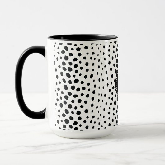 Zwart zwart-witte cheetah pratonmonogram mok (Links)