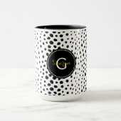 Zwart zwart-witte cheetah pratonmonogram mok (Midden)