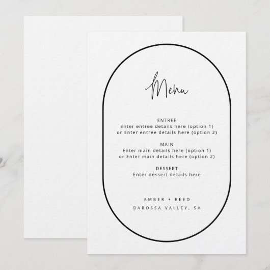 Zwart zwart, zwart, zwart, menu met dubbele boog (Voorkant / Achterkant)