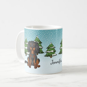 Zwartbruine Cavaliers King Charles Spaniel in de W Koffiemok