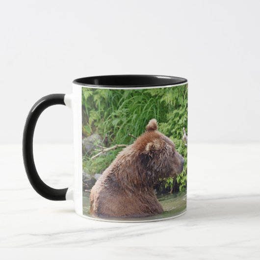 Zwarte 11 oz Combo Mok met grizzly beer & cubs (Links)