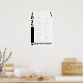 Zwarte 2025 Zakelijke Muurkalender Poster (Keuken)