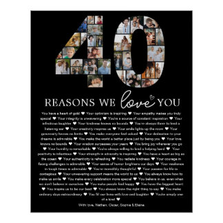Zwarte 40 Redenen dat we van je houden Aandenken G Perfect Poster
