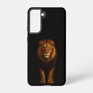 Zwarte 4 Luxe Galaxy S21 Hoes, Majestueuze Leeuw Samsung Galaxy Hoesje
