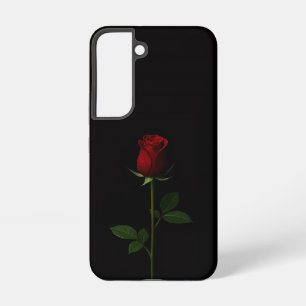 Zwarte 4 Luxe Galaxy S22 Hoes, Fluwelen Rode Roos Samsung Galaxy Hoesje