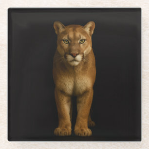 Zwarte 4 Luxe Glas onderzetter, Stille Prime Puma Glazen Onderzetter