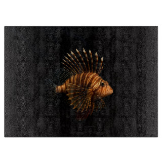 Zwarte 4 Luxe glazen bord Rode Leeuwvis Snijplank
