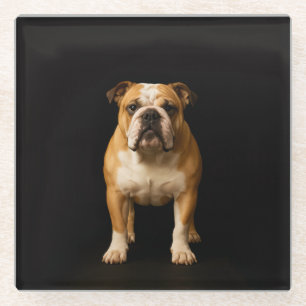 Zwarte 4 Luxe glazen onderzetter, Stamina Bulldog Onderzetter
