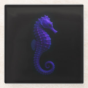 Zwarte 4 Luxe glazen onderzetter, Violet Blue Zeep Onderzetter