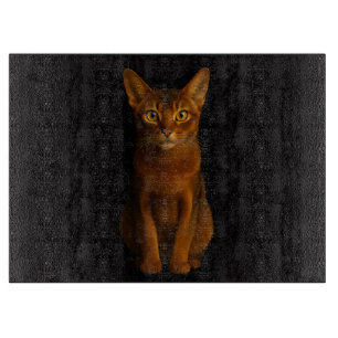 Zwarte 4 Luxe glazen snijplank Abyssinian Beauty