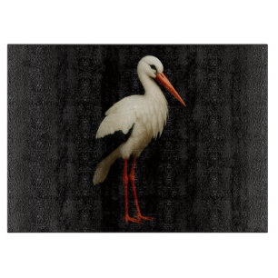 Zwarte 4 Luxe glazen snijplank Graceful Stork