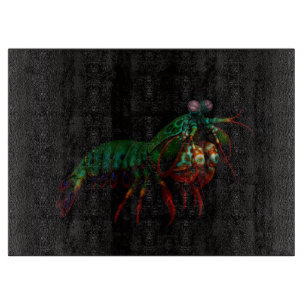 Zwarte 4 Luxe glazen snijplank Mantis Shrimp
