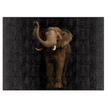Zwarte 4 Luxe glazen snijplank Mighty Elephant
