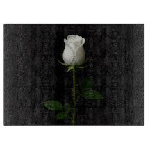 Zwarte 4 Luxe glazen snijplank Pure White Rose