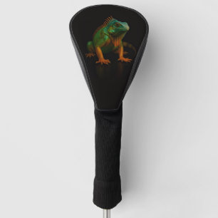 Zwarte 4 Luxe Golf Driver Hoes, Groene Leguaan Golfheadcover