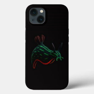 Zwarte 4 Luxe iPhone 13 Hoes, Neon Groene Zeeslak Hoesje