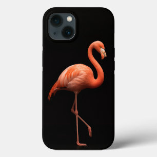 Zwarte 4 Luxe iPhone 13 Hoes, Roze Flamingo Hoesje