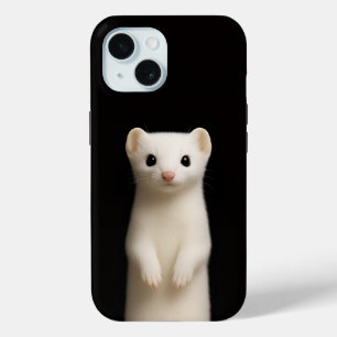 Zwarte 4 Luxe iPhone 15 Hoes, Stijlvolle Hermelijn