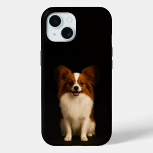 Zwarte 4 Luxe iPhone 15 Hoesje, Verfijnd Papillon