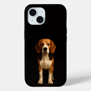 Zwarte 4 Luxe iPhone 15 Hoesje, Vriendelijke Beagl