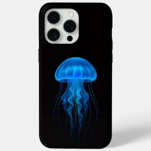 Zwarte 4 Luxe iPhone 15 Pro Max, Blauwe Kwallen Max Hoesje