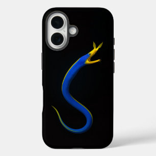 Zwarte 4 Luxe iPhone 16 Mate, Blauwe Lintaal Hoesje
